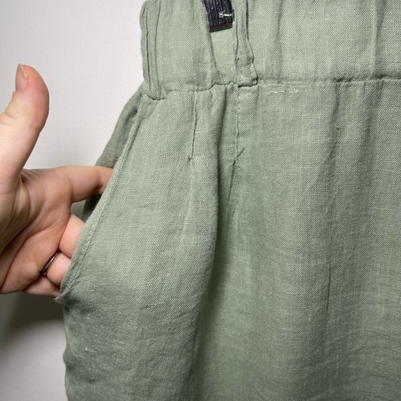 Lungo L’Arno Women’s Sage Green 100% linen wide leg pull on pants in 1X - Picture 3 of 7